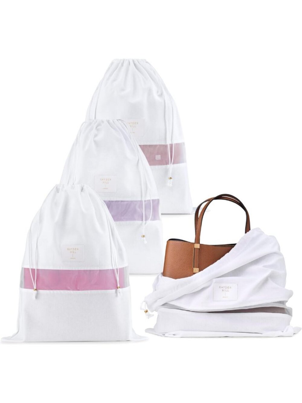 Set of 3 Luxury Organic Cotton Dust Bags for Handbags - Large Size, Eco-Friendly